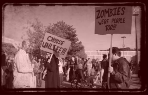 Zombie Protest We're here, we're dead, ....brains.