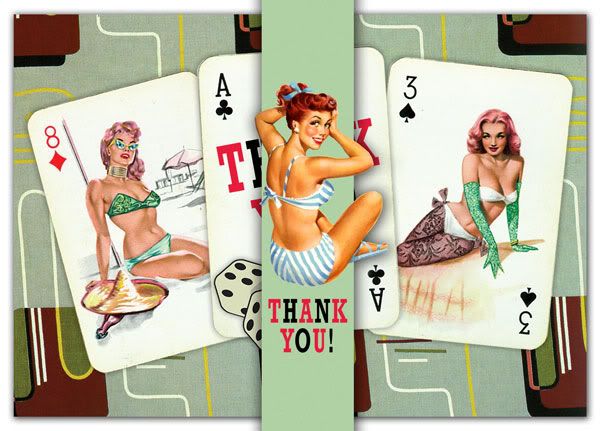 Pin-up Girl Thank You Cards by Dolce Mia Pictures, Images and Photos