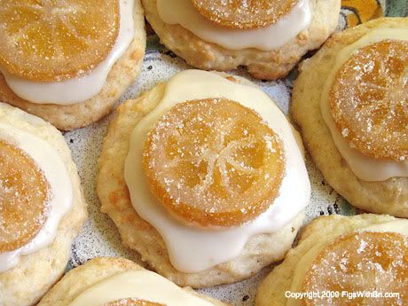 Italian Ricotta Cheese Easter Cookies decorated with Vanilla Glaze & Candied Lemon Slices