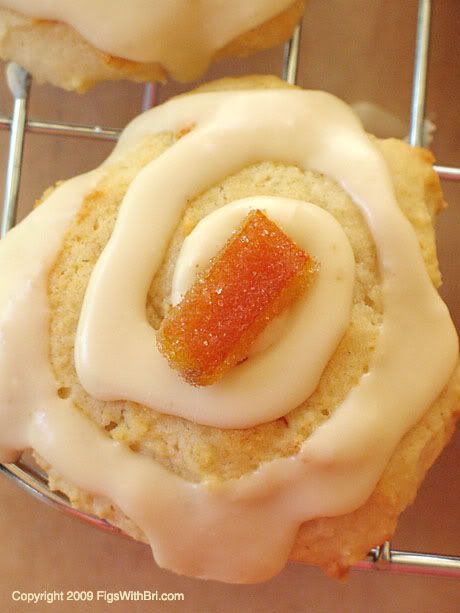 Italian Ricotta Cheese Cookie with Vanilla Glaze spiral & Candied Orange Rind decor