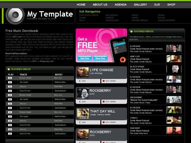 music website templates