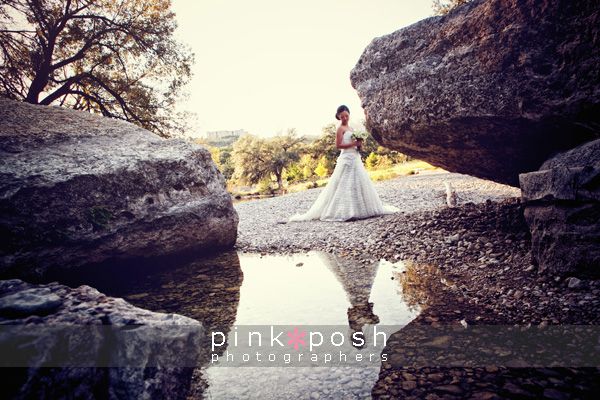 Bridal portrait with water reflection