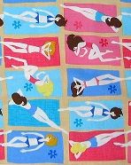 retro summer beach novelty fabric