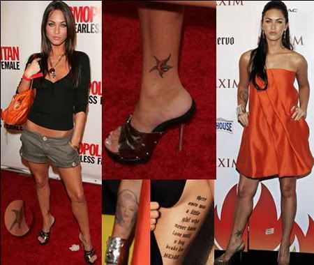 Presented below are the pictures of Megan Fox tattoos.