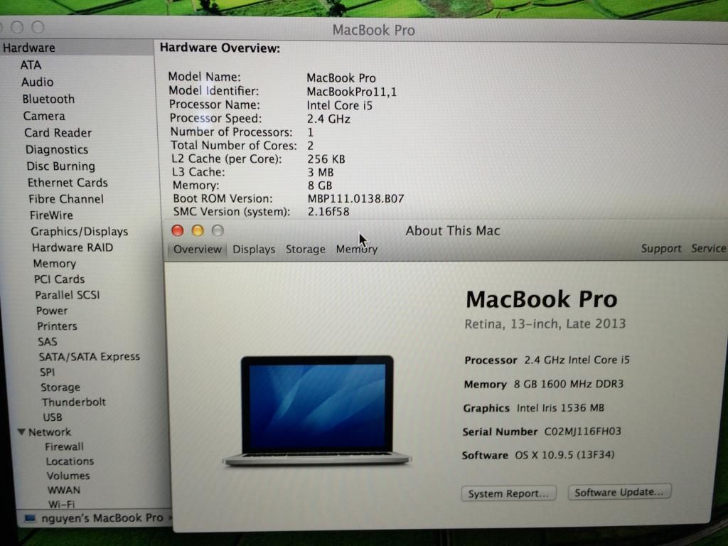 Pro RETINA Display 13in SSD- Core I5 - 8GB - Còn bảo hành chính hãng - 7