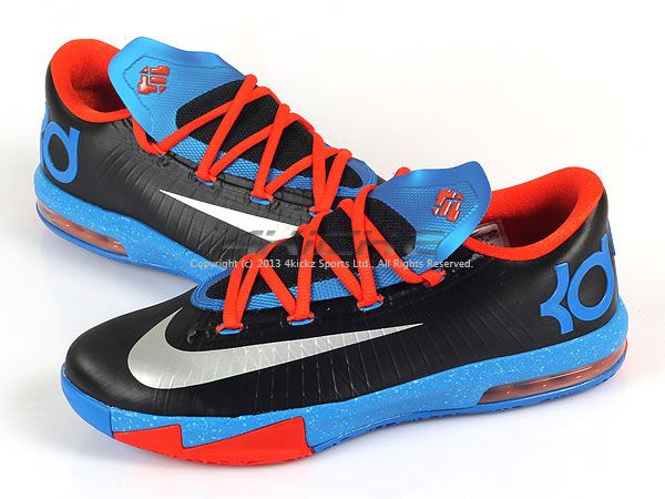 Nike KD 6 VI (GS) OKC Thunder Away Black/Silver-Orange-Blue Youth ...