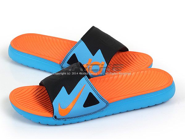 Nike Solarsoft KD Slide Vivid Blue/Orange-Black OKC Slippers Sandals ...