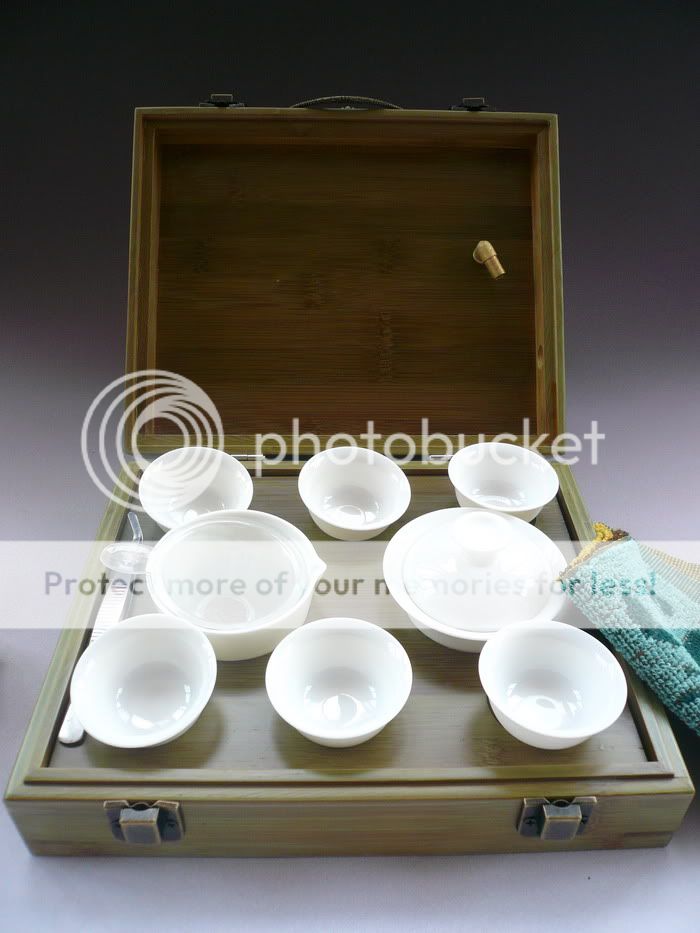 Chinese Bamboo Box Porcelain Travel Teaset 03  