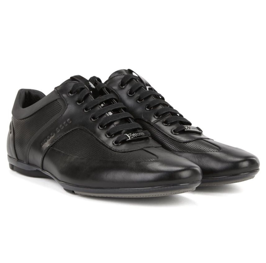 hugo boss trainers in leather and carbon fibre