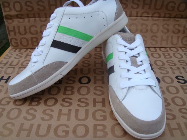 NEW HUGO BOSS DESIGNER WHITE SUIT MENS CASUAL LEATHER BOOTS TRAINERS 