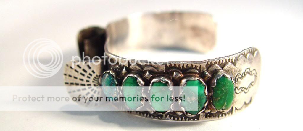   Zuni sterling silver & turquoise watch band bracelet, signed FW Zuni